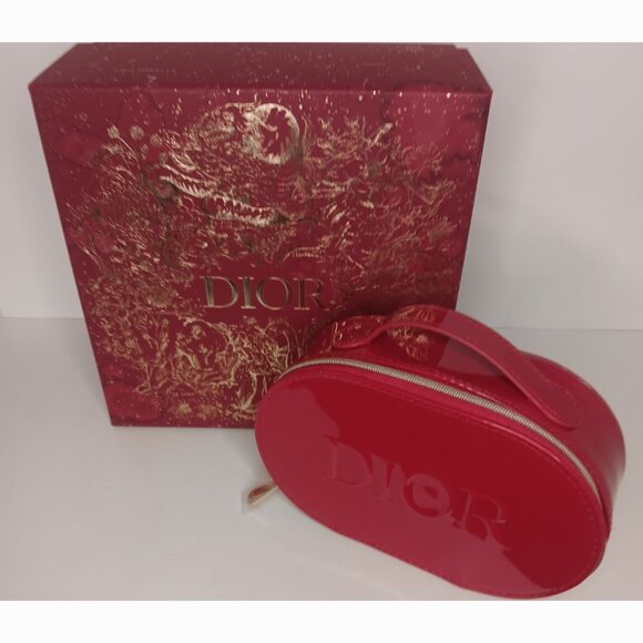 NIB DIOR RED PATENT VANITY CASE - Picture 1 of 12